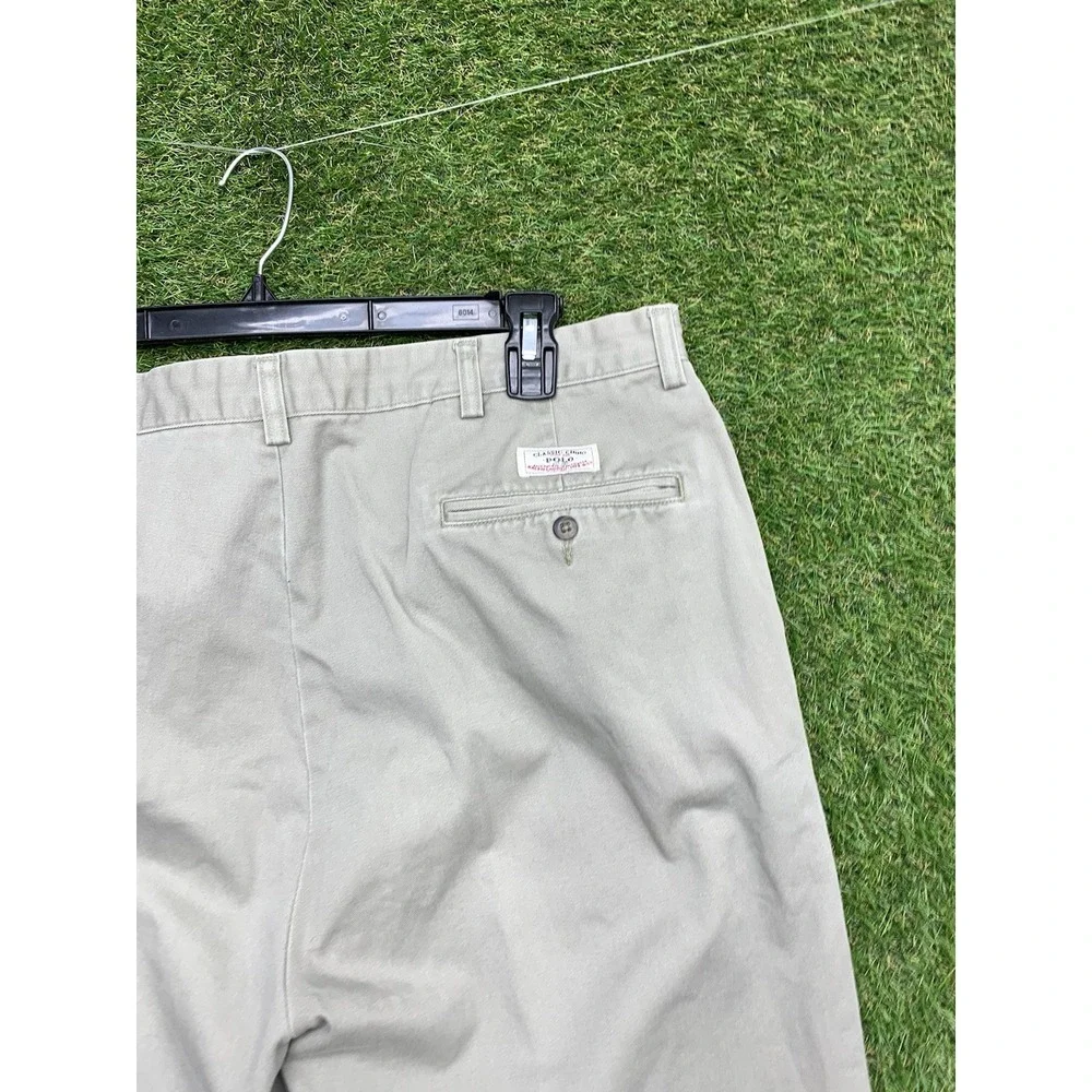 Vintage POLO Ralph Lauren Pants Mens 36X30 Tan Hammond Pant Pleated Cotton Slack